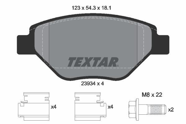 Jeu de 4 plaquettes de frein TEXTAR ref. 2393401