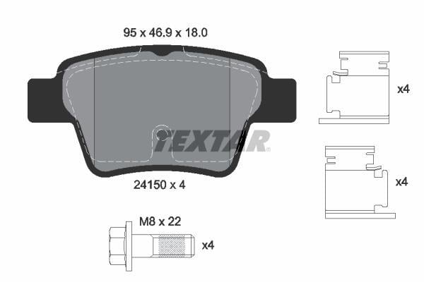 Jeu de 4 plaquettes de frein TEXTAR 2415001