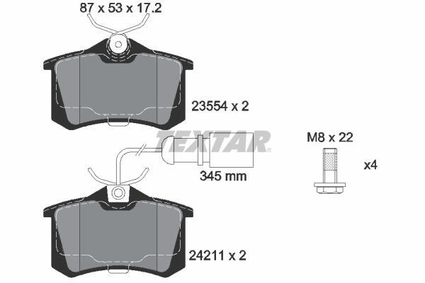 Jeu de 4 plaquettes de frein TEXTAR ref. 2421101