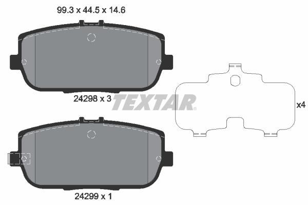 Jeu de 4 plaquettes de frein TEXTAR ref. 2429801