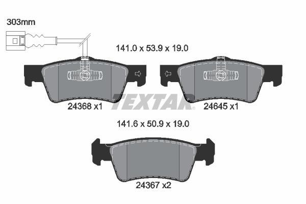 Jeu de 4 plaquettes de frein TEXTAR ref. 2436801