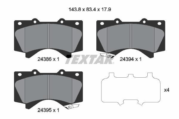 Jeu de 4 plaquettes de frein TEXTAR ref. 2438601