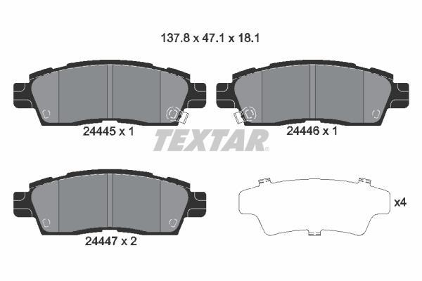 Jeu de 4 plaquettes de frein TEXTAR ref. 2444501