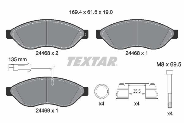Jeu de 4 plaquettes de frein TEXTAR 2446807