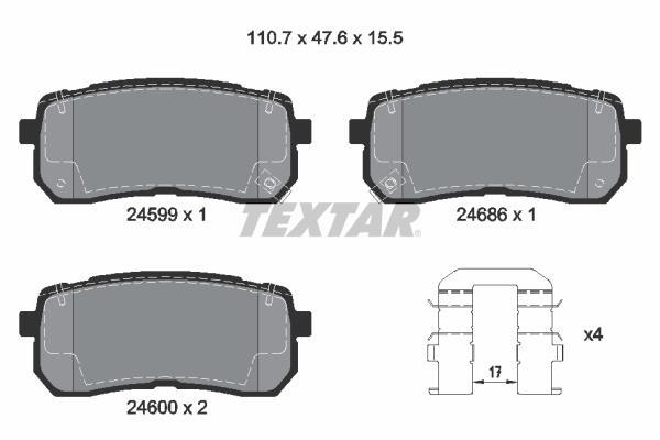 Jeu de 4 plaquettes de frein TEXTAR ref. 2459901