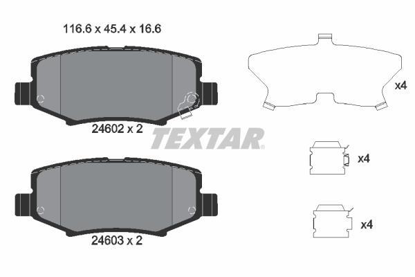 Jeu de 4 plaquettes de frein TEXTAR ref. 2460201