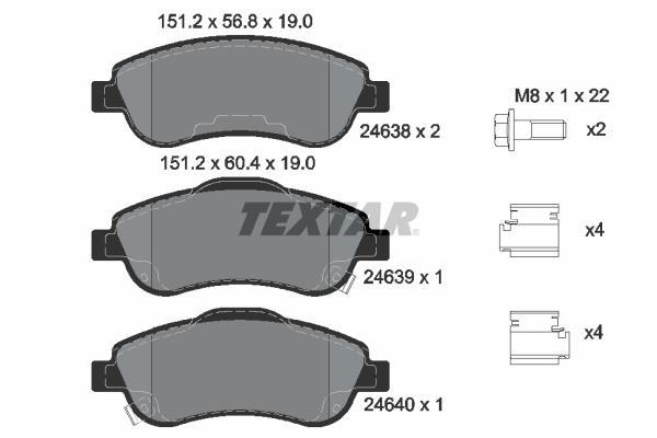 Jeu de 4 plaquettes de frein TEXTAR ref. 2463801