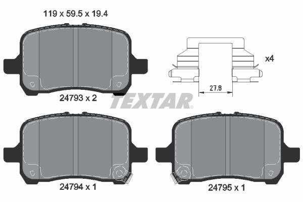 Jeu de 4 plaquettes de frein TEXTAR ref. 2479301