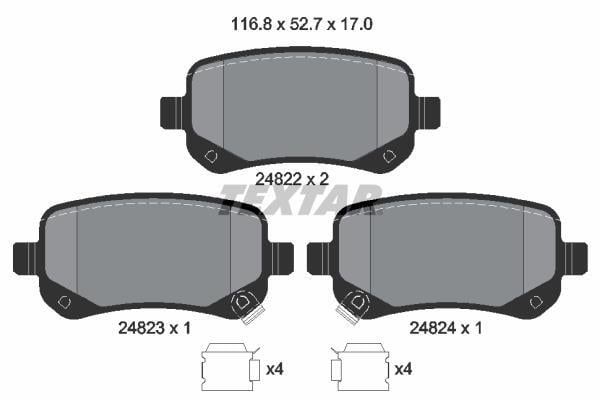 Jeu de 4 plaquettes de frein TEXTAR ref. 2482201