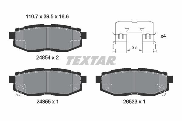 Jeu de 4 plaquettes de frein TEXTAR ref. 2485401