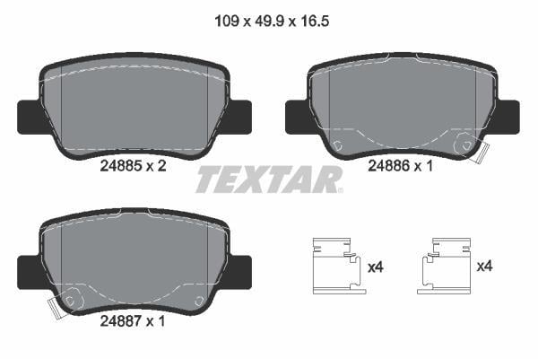 Jeu de 4 plaquettes de frein TEXTAR ref. 2488501