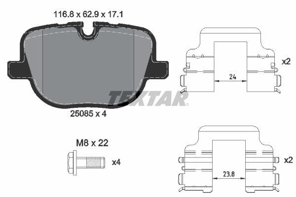 Jeu de 4 plaquettes de frein TEXTAR ref. 2508501