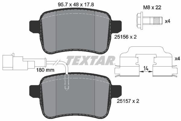 Jeu de 4 plaquettes de frein TEXTAR ref. 2515601