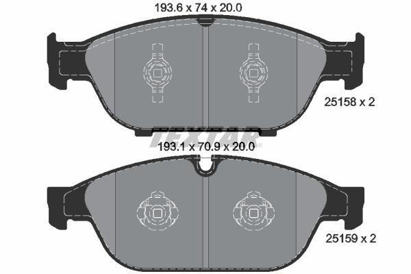 Jeu de 4 plaquettes de frein TEXTAR ref. 2515802