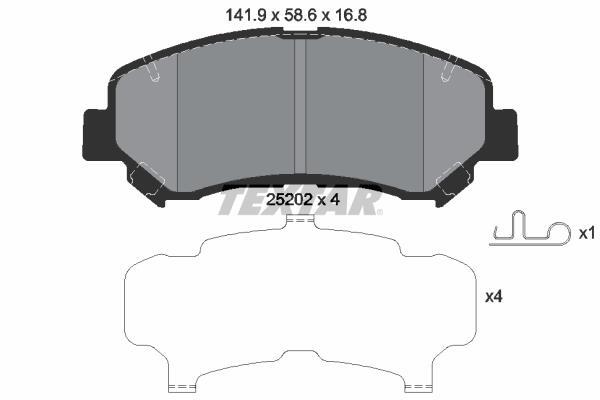 Jeu de 4 plaquettes de frein TEXTAR ref. 2520201