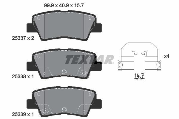 Jeu de 4 plaquettes de frein TEXTAR ref. 2533703