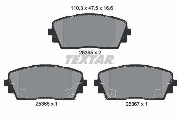 Jeu de 4 plaquettes de frein TEXTAR ref. 2536501