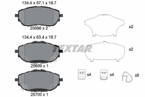 Jeu de 4 plaquettes de frein TEXTAR ref. 2569801
