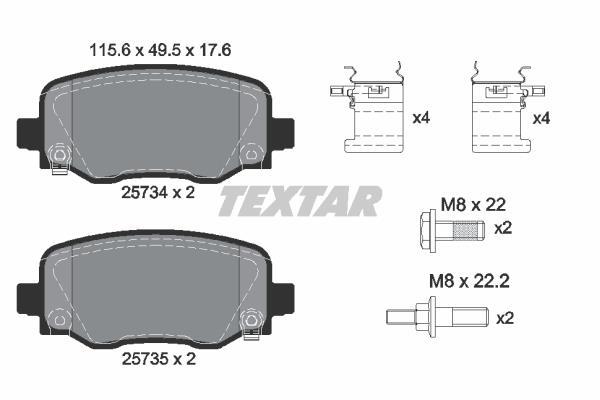 Jeu de 4 plaquettes de frein TEXTAR ref. 2573401