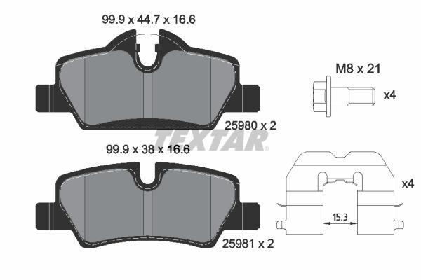 Jeu de 4 plaquettes de frein TEXTAR ref. 2598001