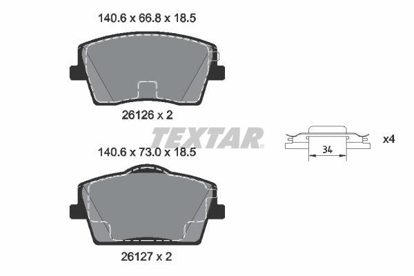Jeu de 4 plaquettes de frein TEXTAR ref. 2612601