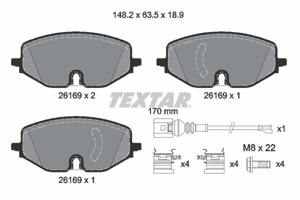Jeu de 4 plaquettes de frein TEXTAR 2616901