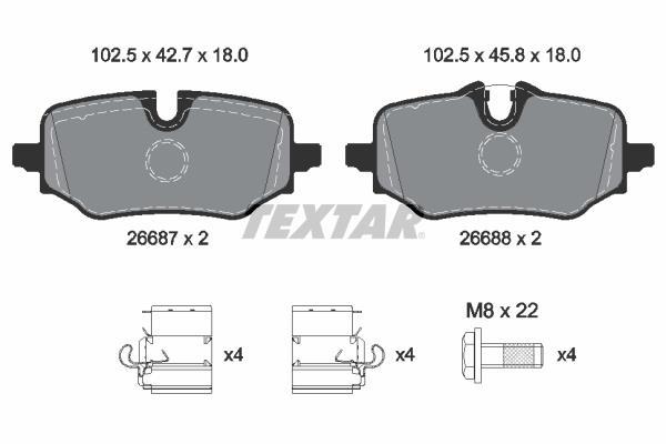 Jeu de 4 plaquettes de frein TEXTAR ref. 2668701