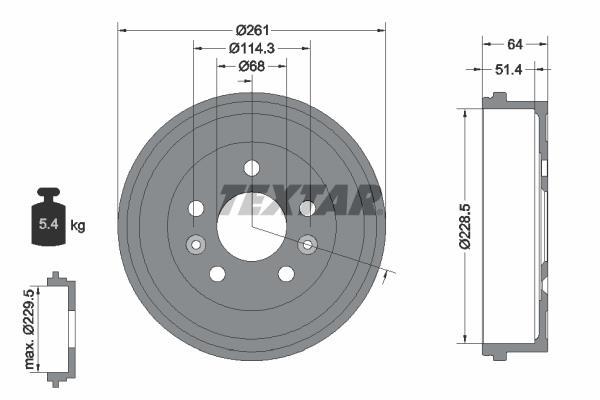 Tambour de frein TEXTAR ref. 94045500
