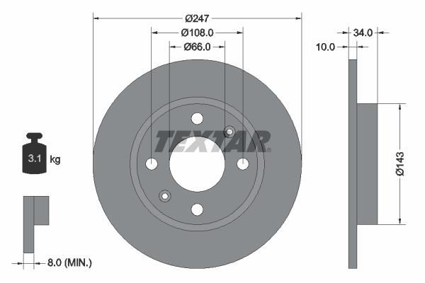 Disques de frein TEXTAR ref. 92029803