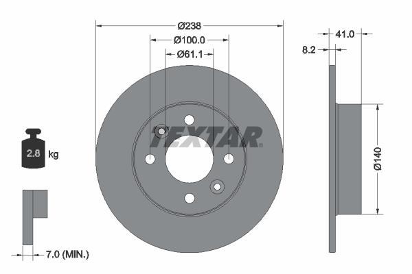 Disques de frein TEXTAR ref. 92036003