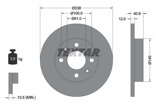 Disques de frein TEXTAR ref. 92036103