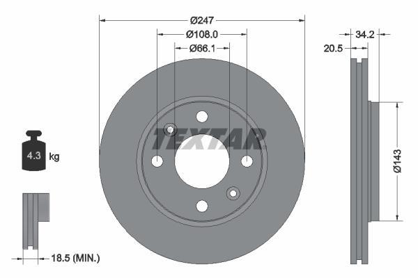 Disques de frein TEXTAR ref. 92043103