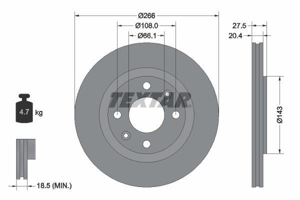 Disques de frein TEXTAR ref. 92048103
