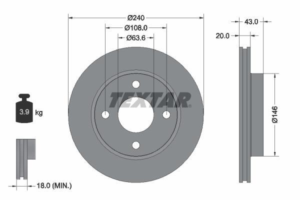 Disques de frein TEXTAR ref. 92051003