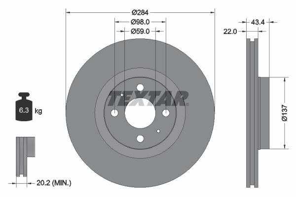 Disques de frein TEXTAR ref. 92053503