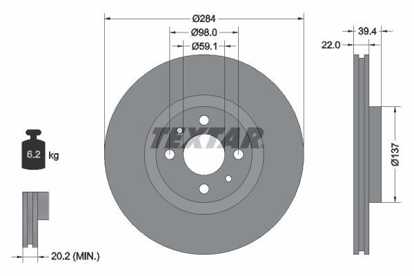 Disques de frein TEXTAR 92055203