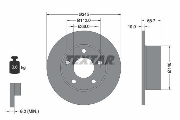 Disques de frein TEXTAR ref. 92057503