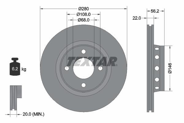 Disques de frein TEXTAR ref. 92060600