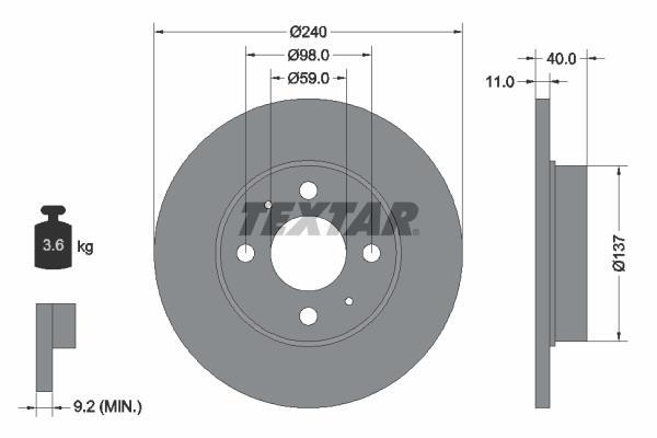Disques de frein TEXTAR ref. 92061103