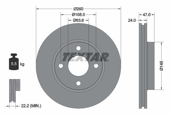 Disques de frein TEXTAR ref. 92063503