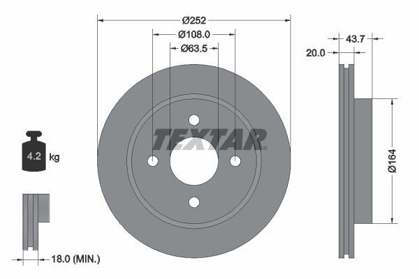 Disques de frein TEXTAR ref. 92063603
