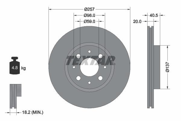 Disques de frein TEXTAR 92068503