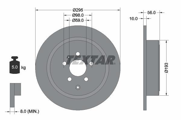 Disques de frein TEXTAR ref. 92074100