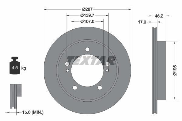 Disques de frein TEXTAR ref. 92076400