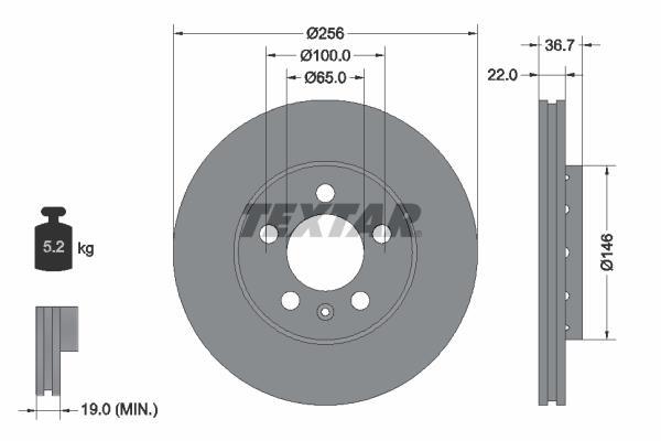 Disques de frein TEXTAR ref. 92082205