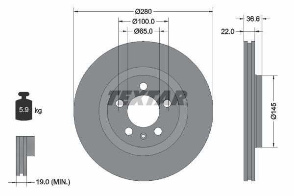 Disques de frein TEXTAR ref. 92082305