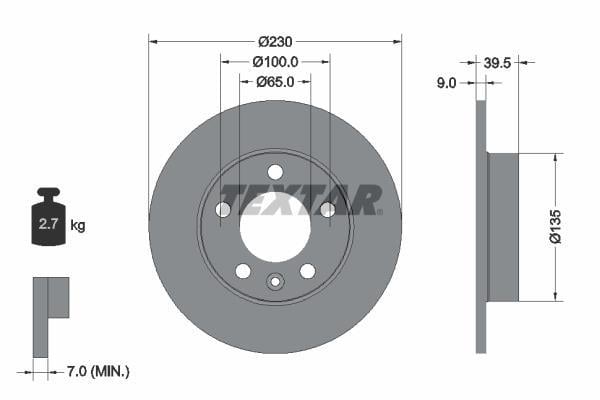 Disques de frein TEXTAR ref. 92082503