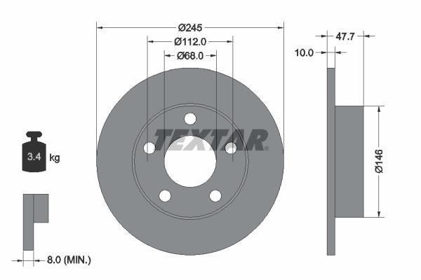 Disques de frein TEXTAR ref. 92088503