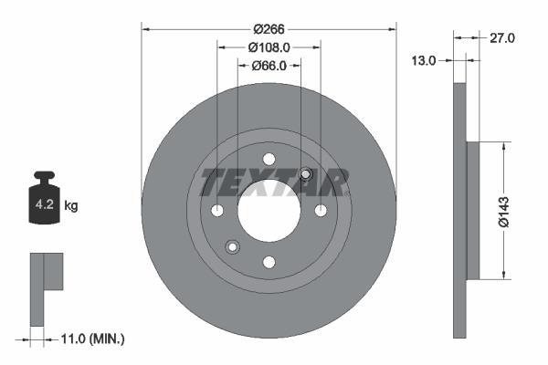 Disques de frein TEXTAR ref. 92089103