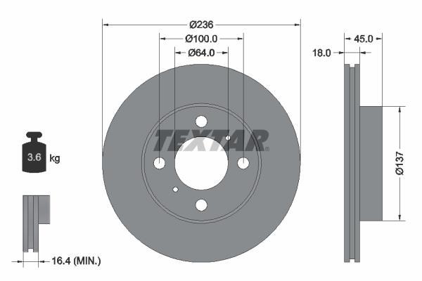 Disques de frein TEXTAR ref. 92089400